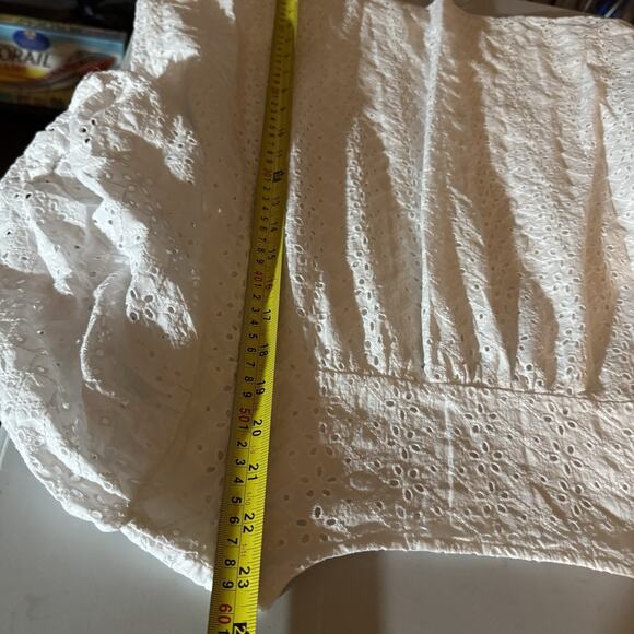 Draper James Eyelet Blouse XL Cottagecore Prairie Coastal Top Puff Sleeve - Picture 8 of 9